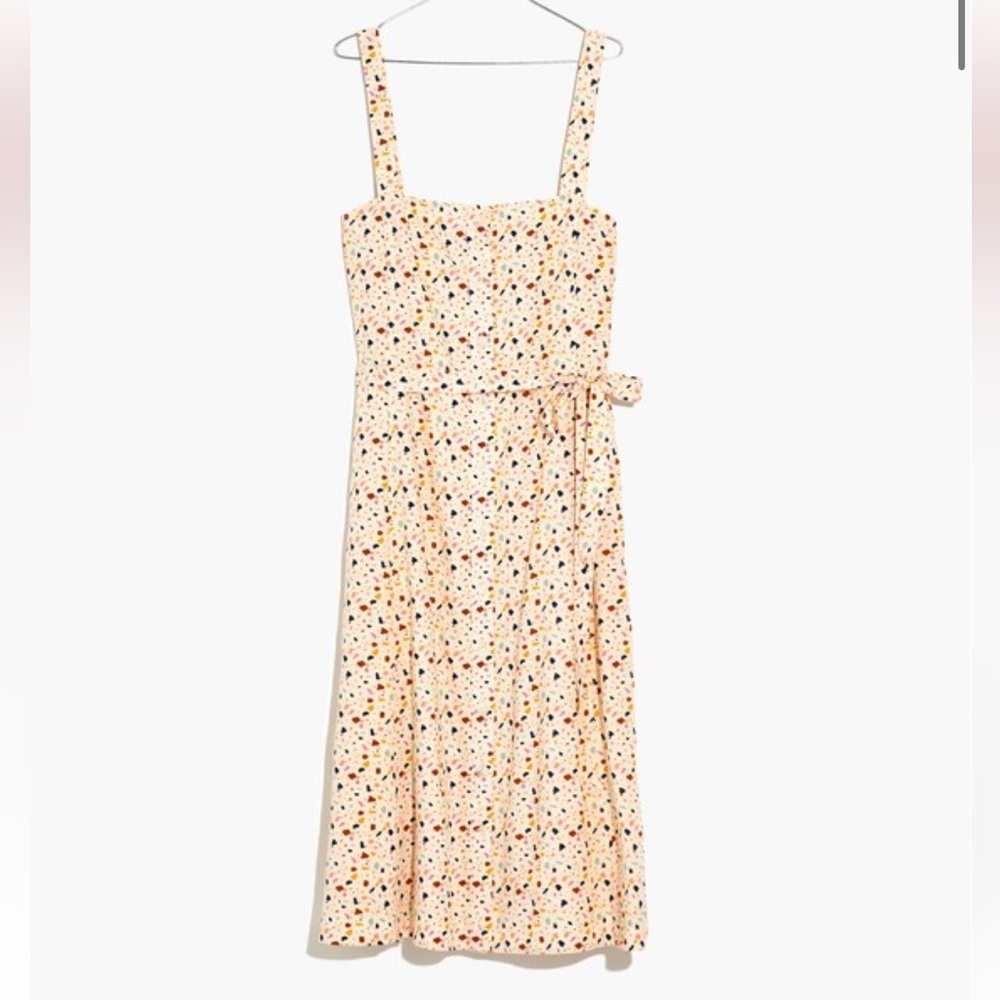 Madewell Button Down Multi-Colored Speckled Square Neck Midi Dress Size 4 - Picture 2 of 10